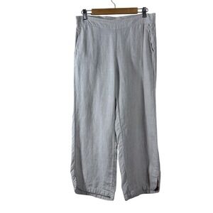 Christian Siriano Women's Pants Beige 100% Linen Pockets Wide Leg Cropped Size M